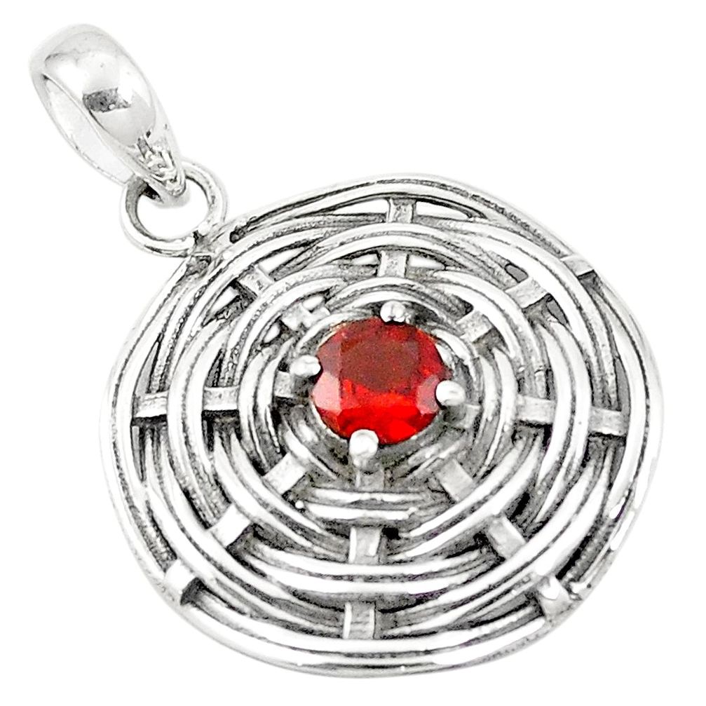 925 sterling silver natural red garnet round pendant jewelry m46844