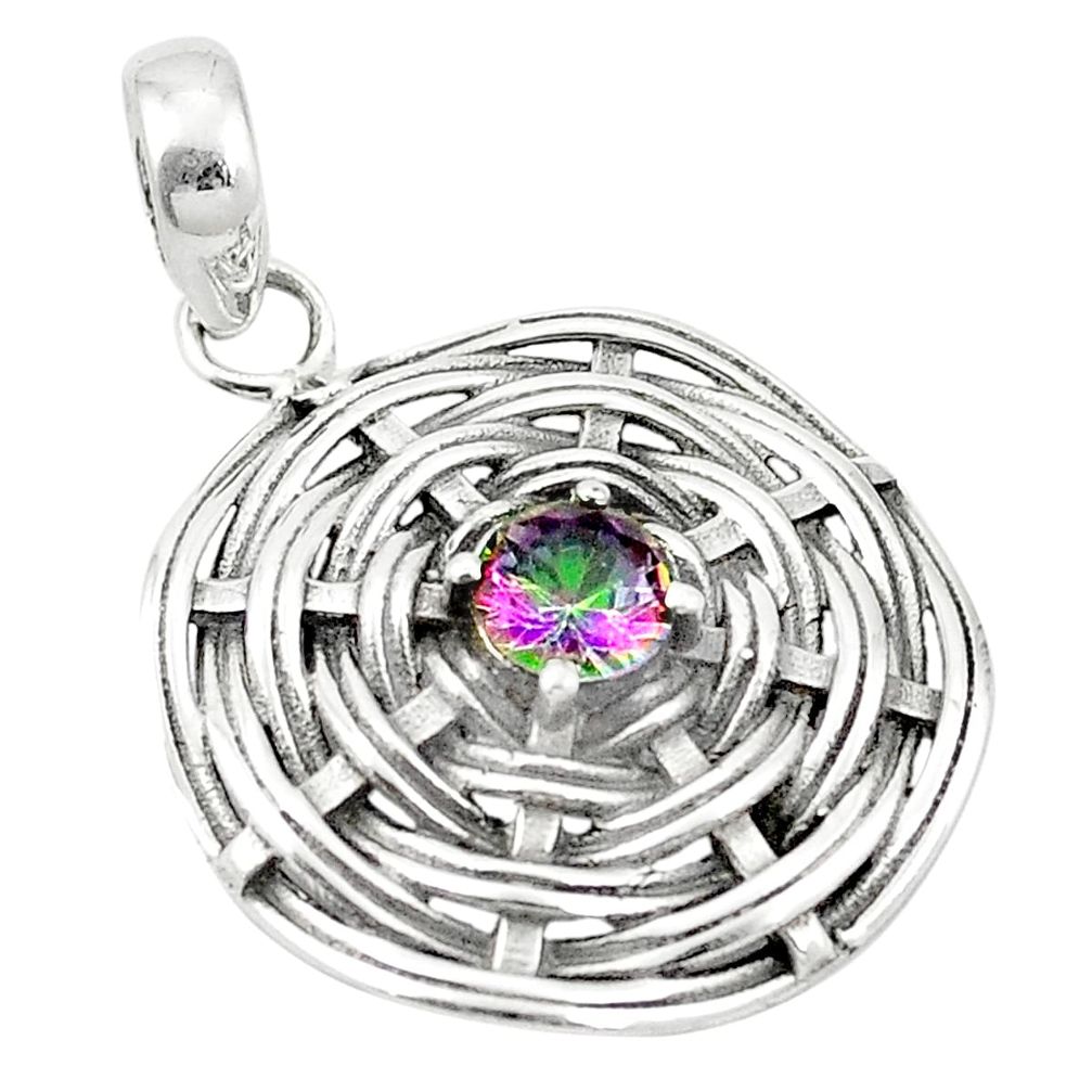 Multi color rainbow topaz 925 sterling silver pendant jewelry m46846