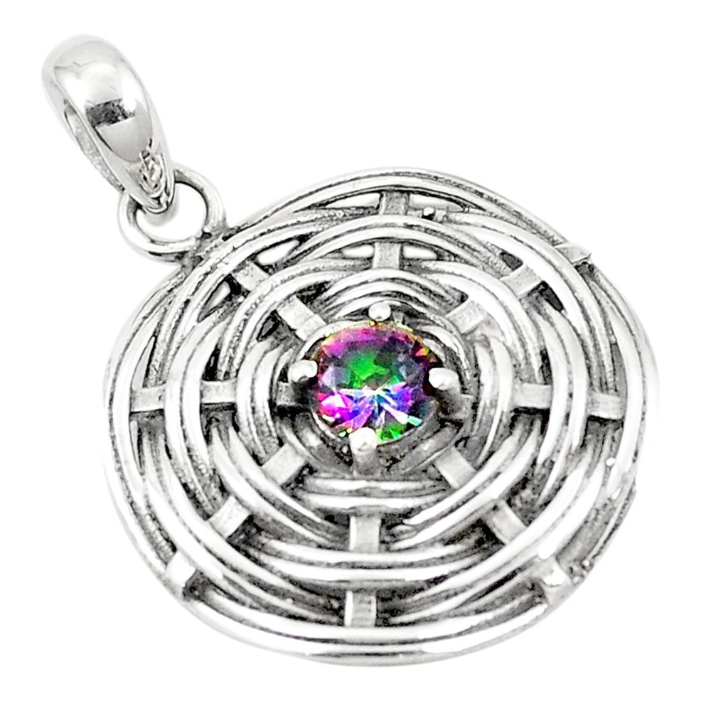 Multi color rainbow topaz 925 sterling silver pendant jewelry m46848