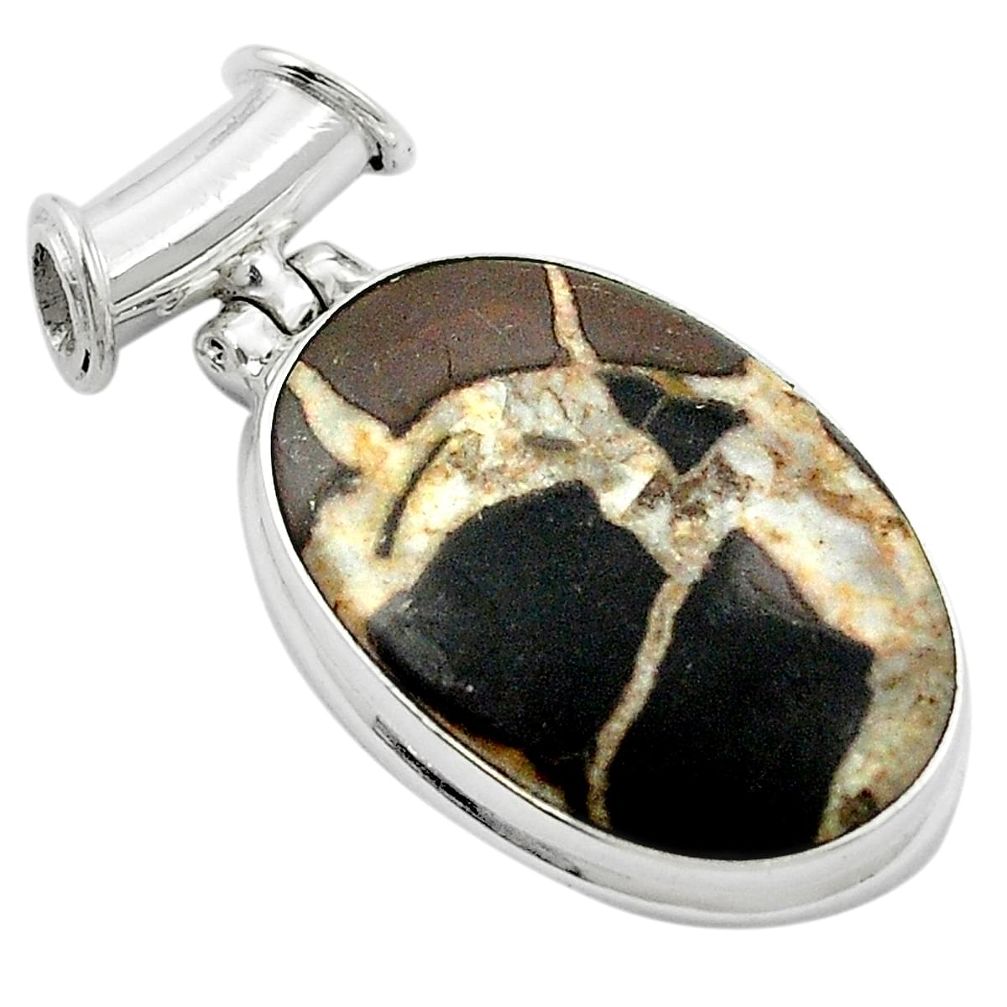 925 sterling silver natural black septarian gonads pendant jewelry m47896