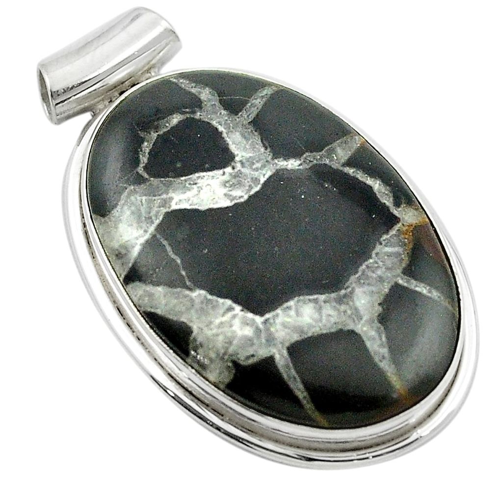Natural black septarian gonads 925 sterling silver pendant jewelry m47900