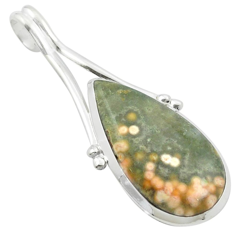 Natural multi color ocean sea jasper (madagascar) 925 silver pendant m47902