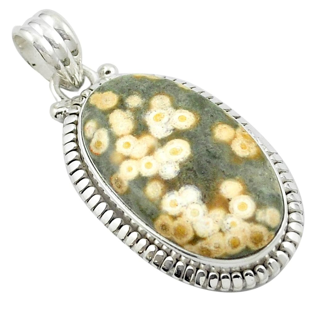 Natural multi color ocean sea jasper (madagascar) 925 silver pendant m47903