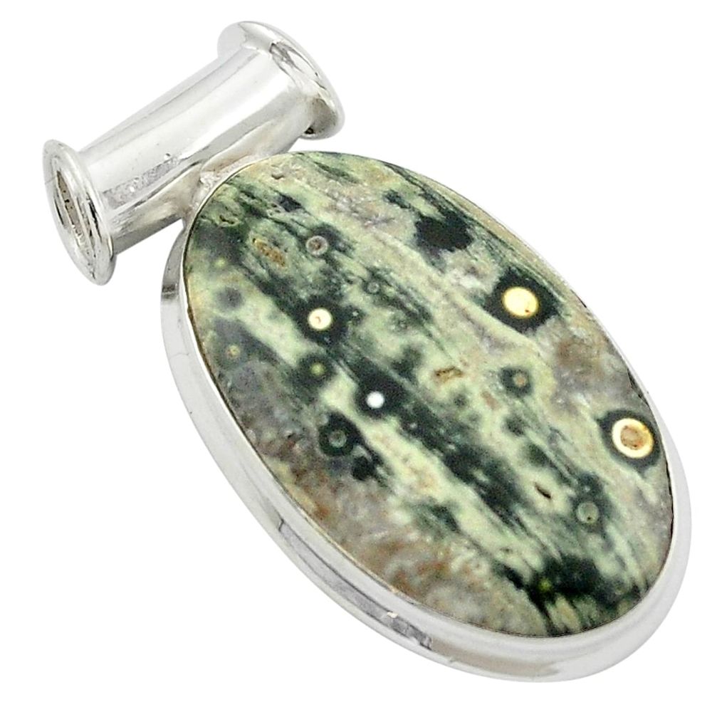 Natural multi color ocean sea jasper (madagascar) 925 silver pendant m47911