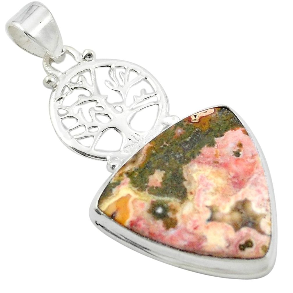 925 silver natural ocean sea jasper (madagascar) tree of life pendant m47914