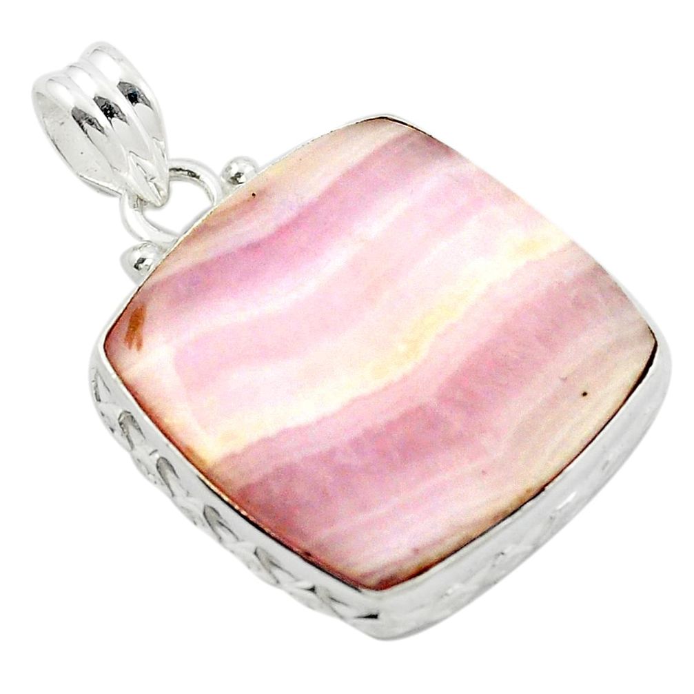 Natural pink lace agate 925 sterling silver pendant jewelry m47932