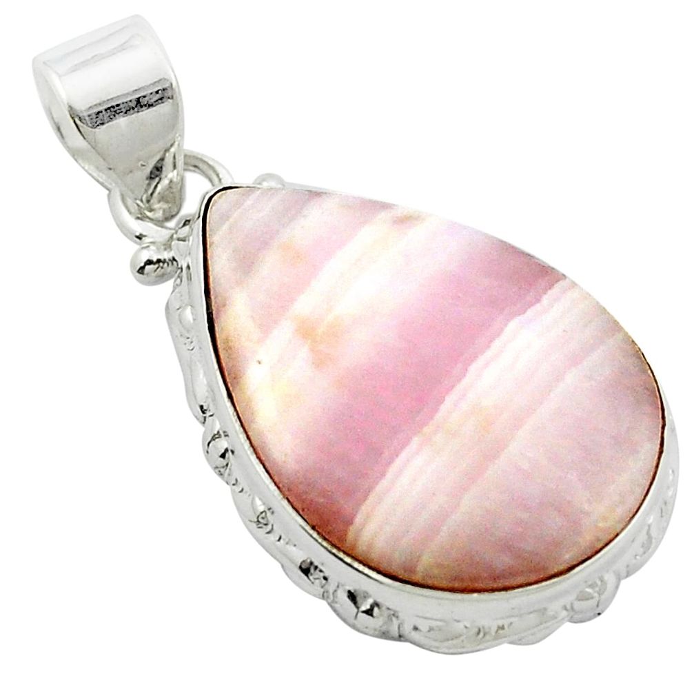 925 sterling silver natural pink lace agate pear pendant jewelry m47936