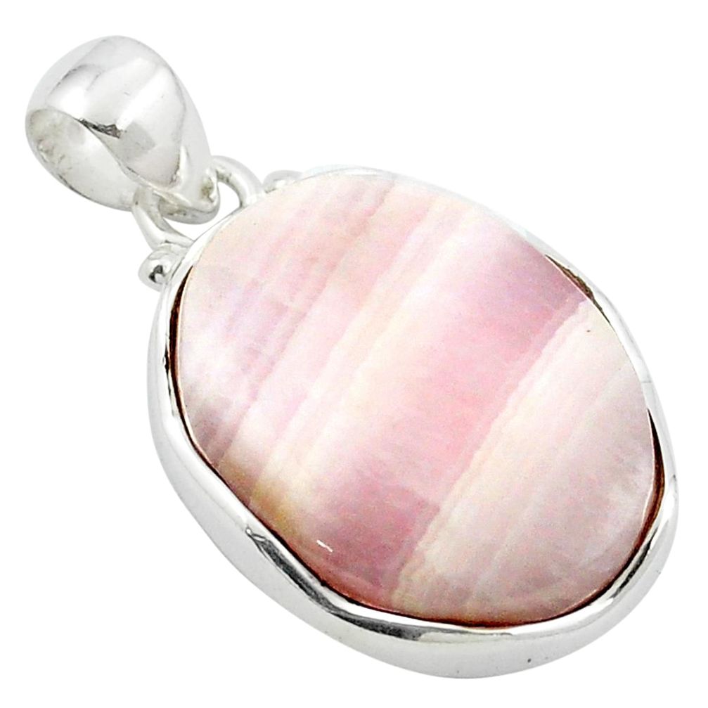 Natural pink lace agate 925 sterling silver pendant jewelry m47939