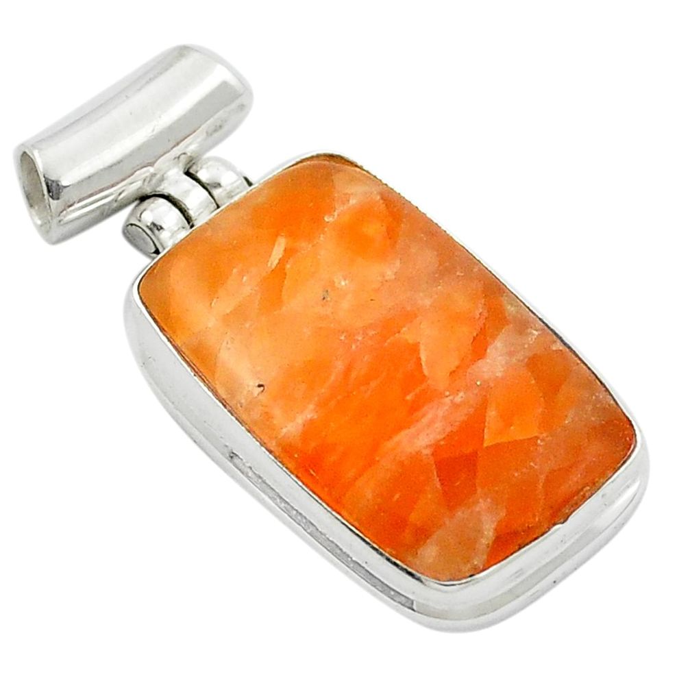 Natural orange calcite 925 sterling silver pendant jewelry m47942