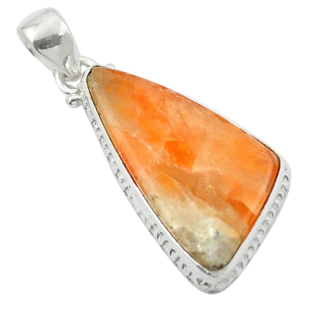 Natural orange calcite 925 sterling silver pendant jewelry m47948