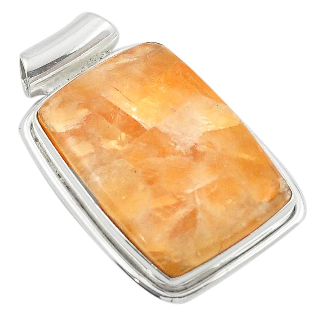 Natural orange calcite 925 sterling silver pendant jewelry m47950