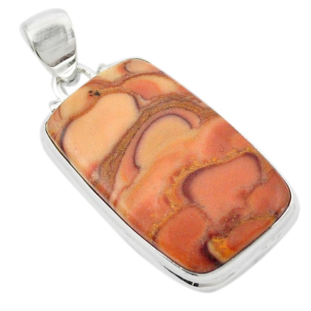 Natural brown wave rolling hills dolomite 925 silver pendant m48001