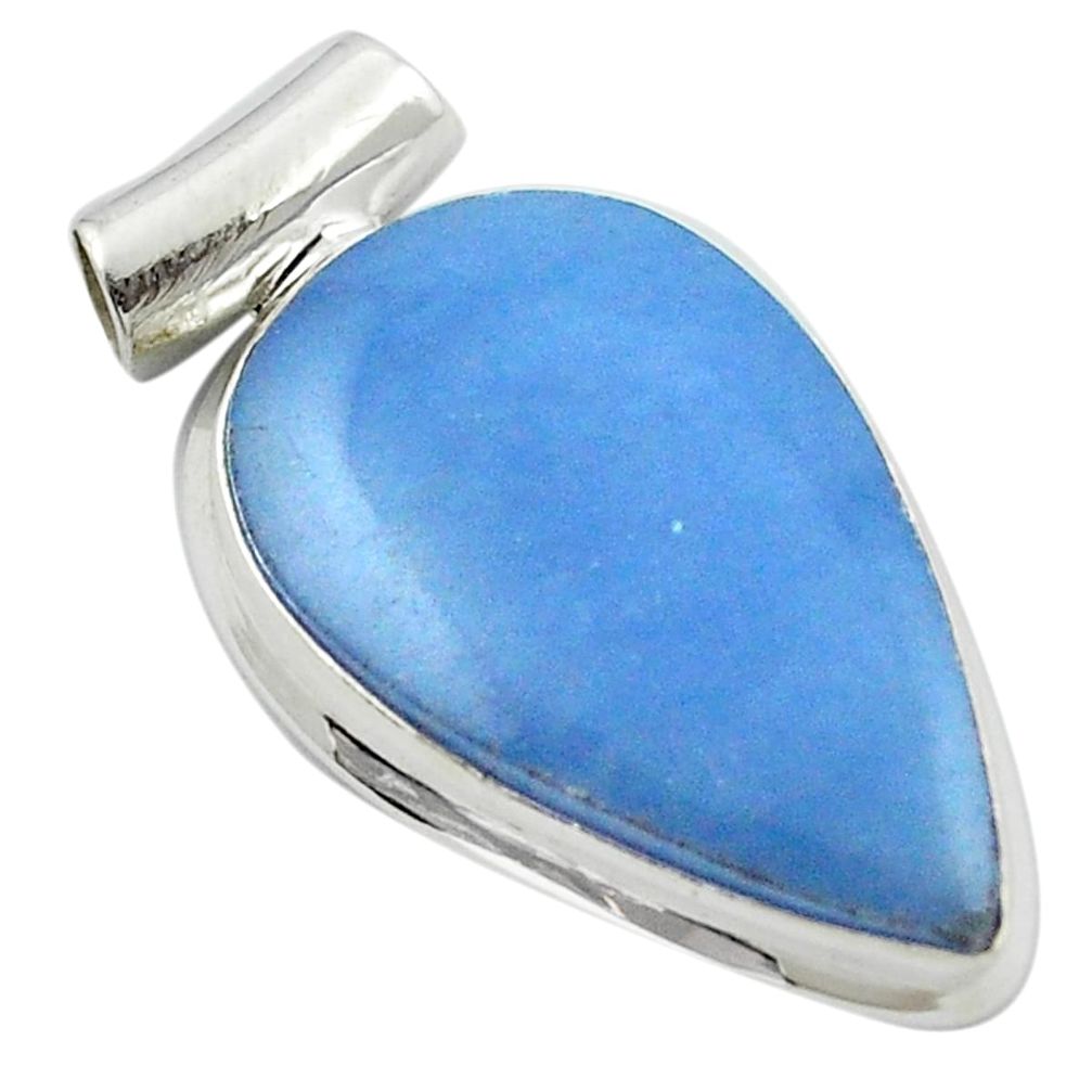 Natural blue angelite 925 sterling silver pendant jewelry m48048