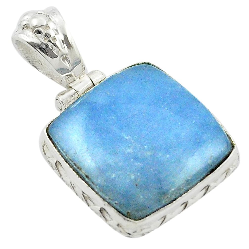 Natural blue angelite 925 sterling silver pendant jewelry m48053