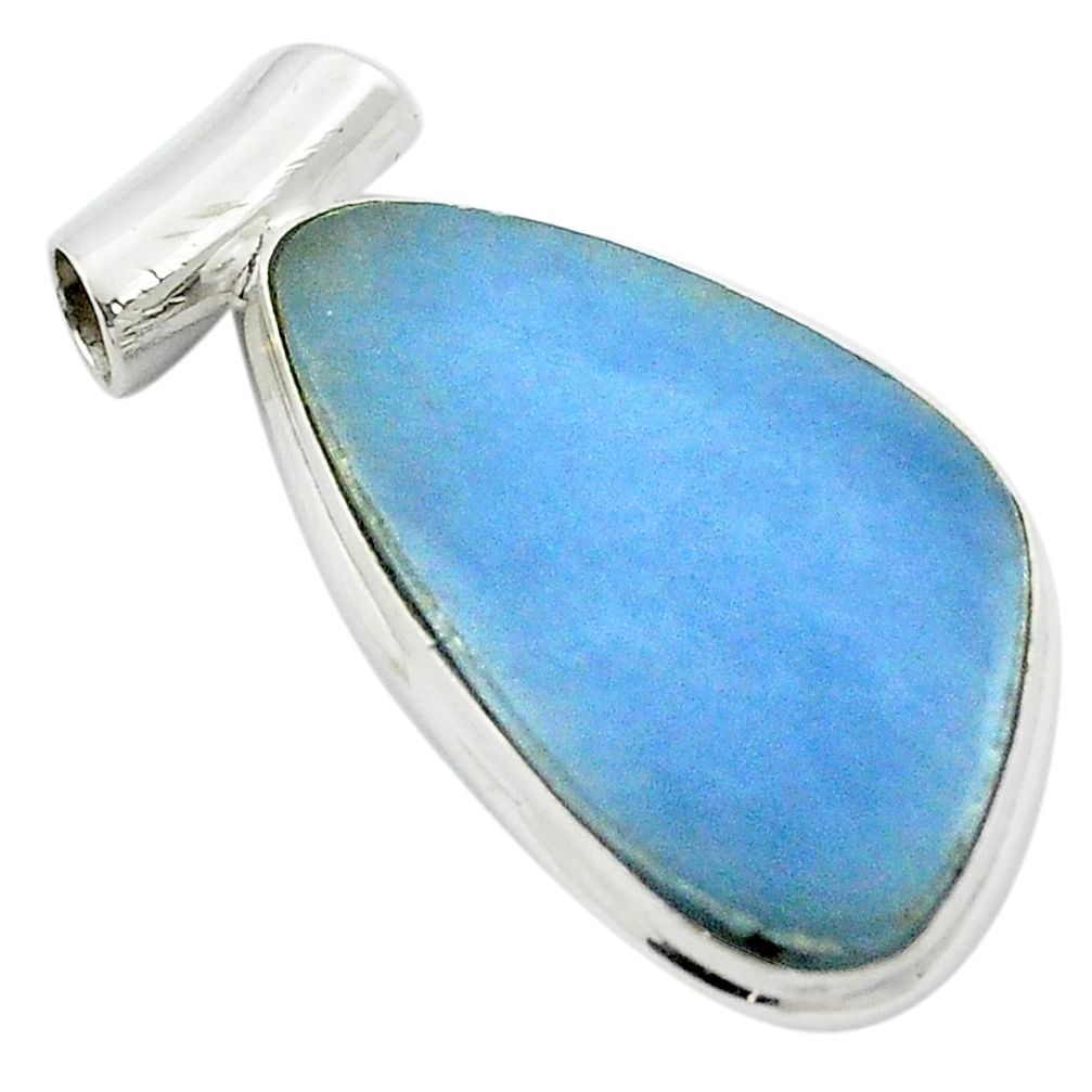 Natural blue angelite 925 sterling silver pendant jewelry m48054
