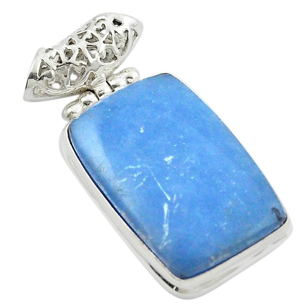 Natural blue angelite 925 sterling silver pendant jewelry m48055