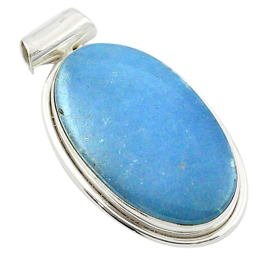 Natural blue angelite 925 sterling silver pendant jewelry m48059