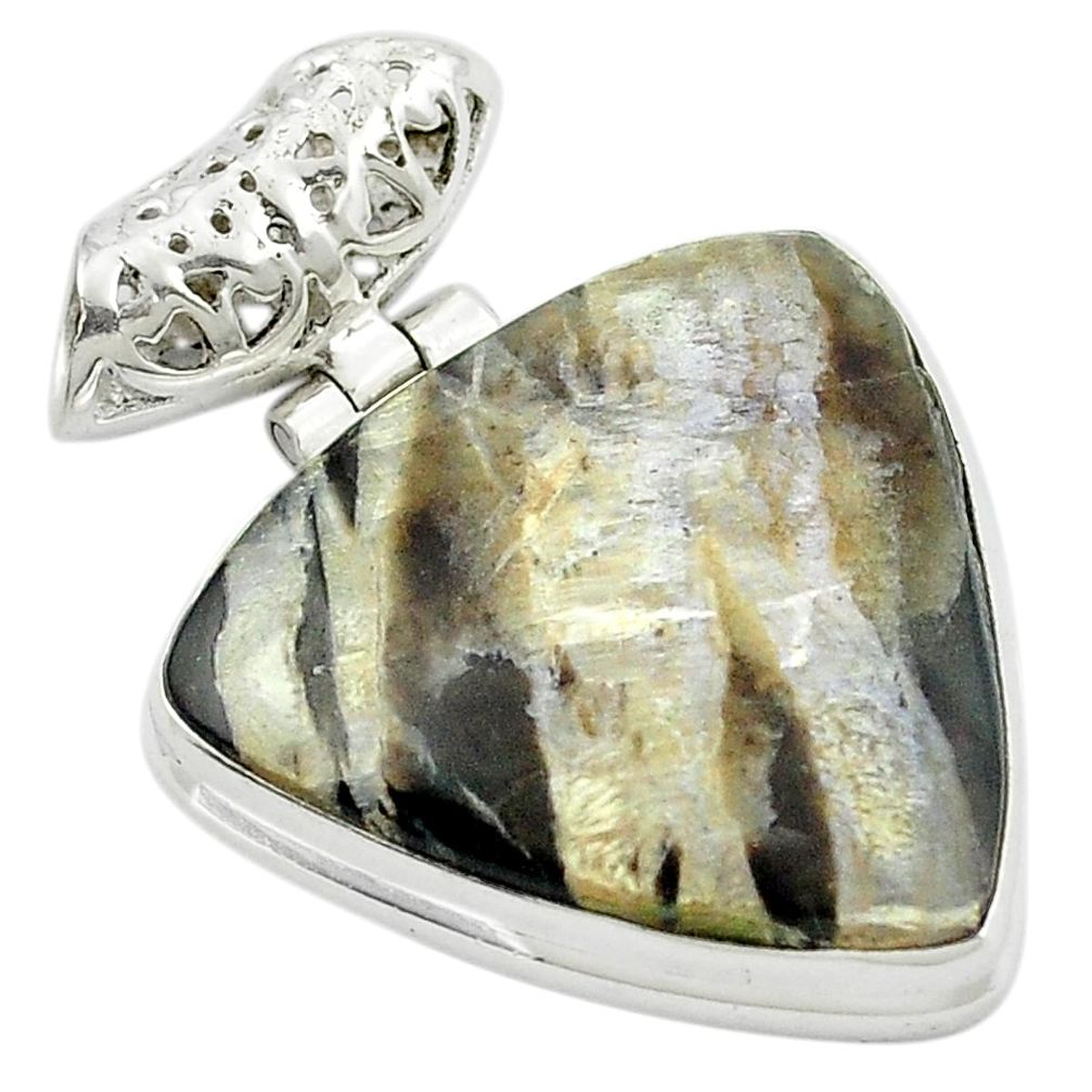 Natural black arizona pietersite 925 sterling silver pendant m48076