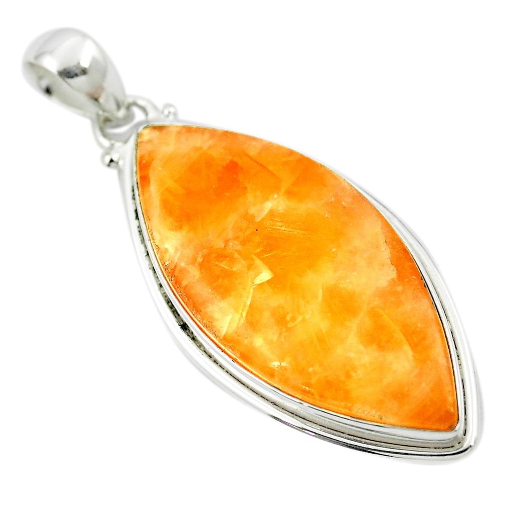 Natural orange calcite 925 sterling silver pendant jewelry m48101