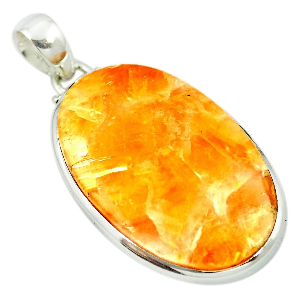 Natural orange calcite 925 sterling silver pendant jewelry m48106