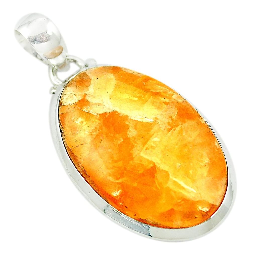 Natural orange calcite 925 sterling silver pendant jewelry m48108