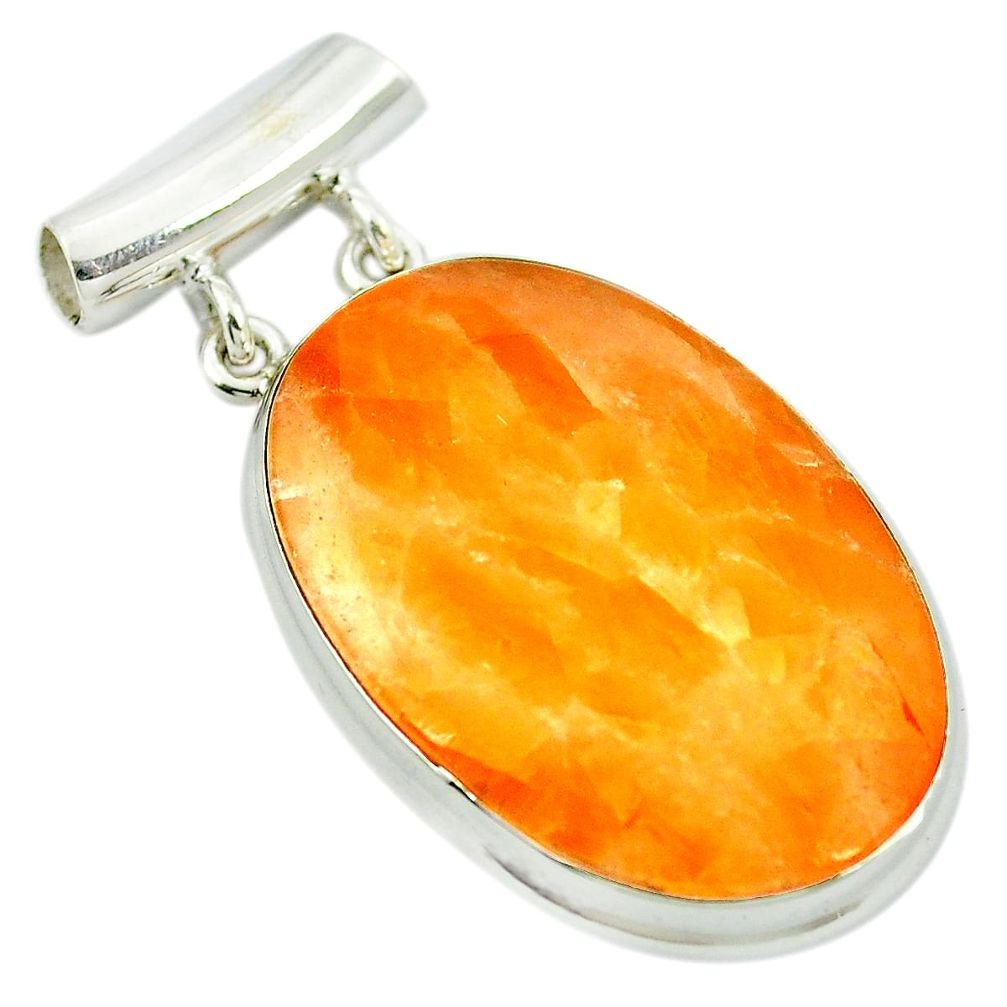 Natural orange calcite 925 sterling silver pendant jewelry m48110