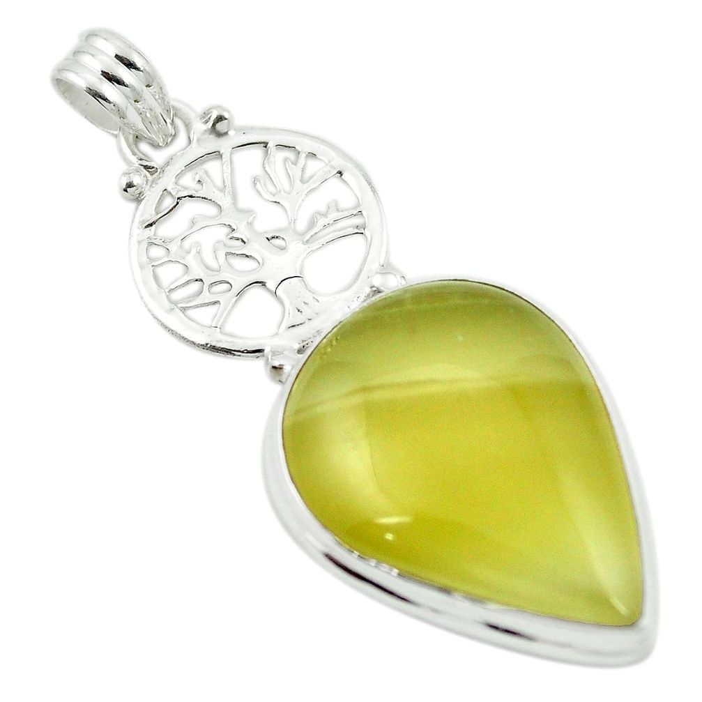 Natural olive opal 925 sterling silver pendant jewelry m48122