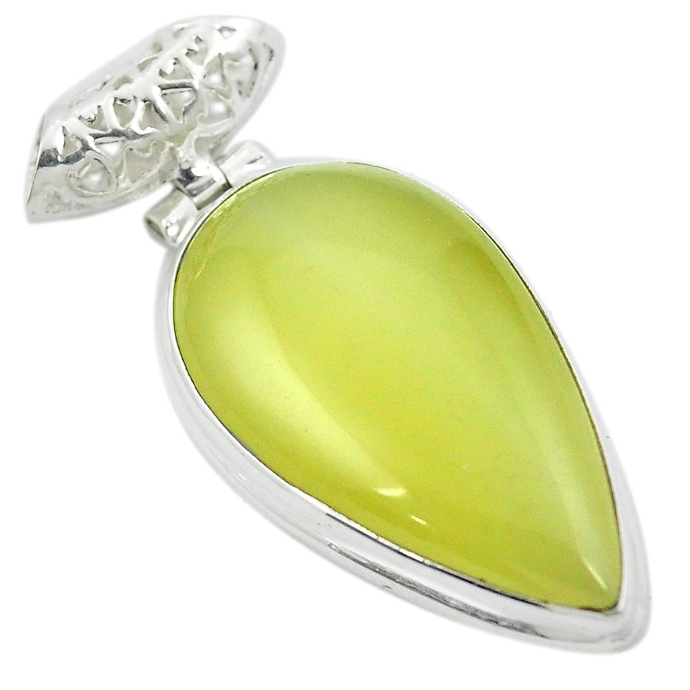 925 sterling silver natural olive opal pear pendant jewelry m48125