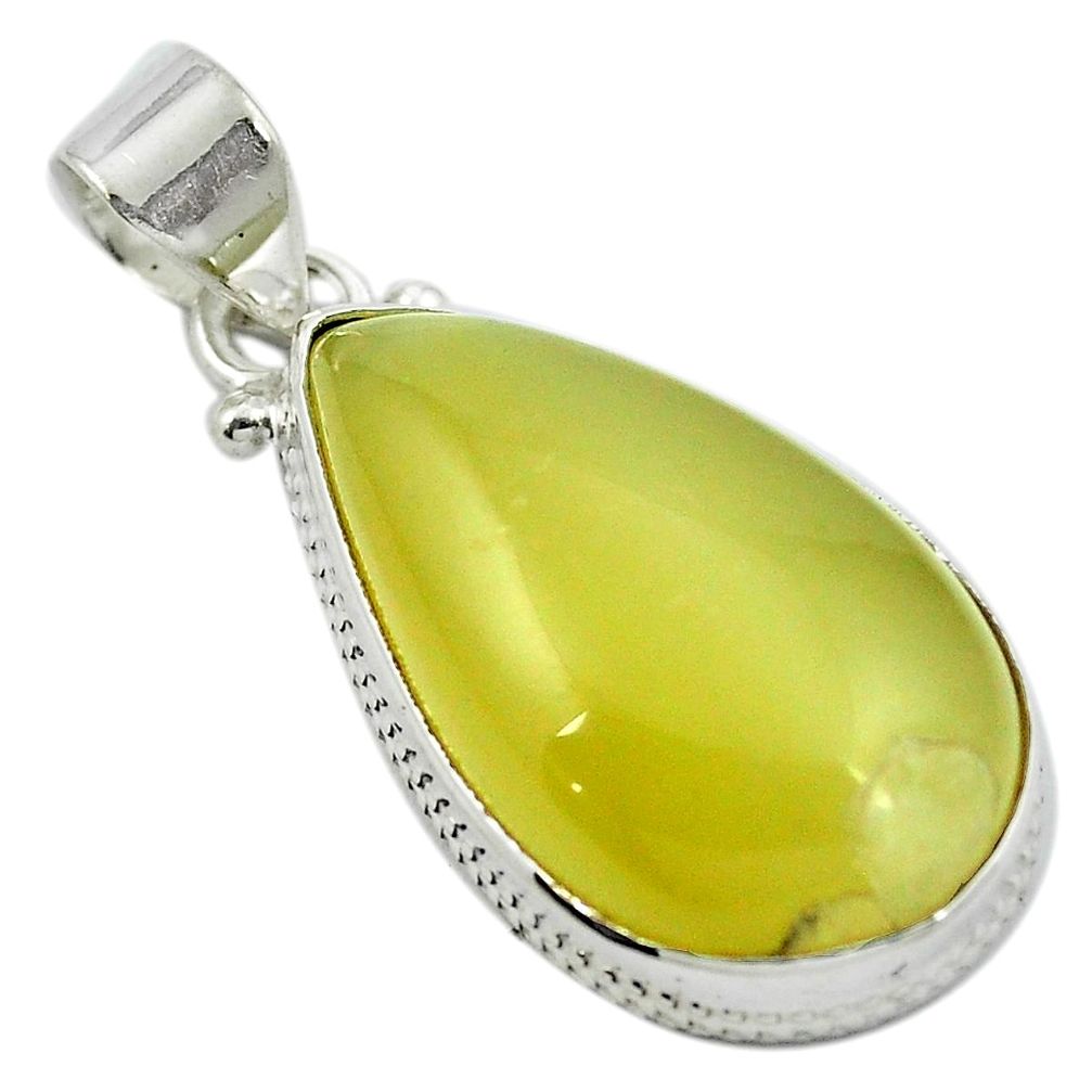 Natural olive opal 925 sterling silver pendant jewelry m48135