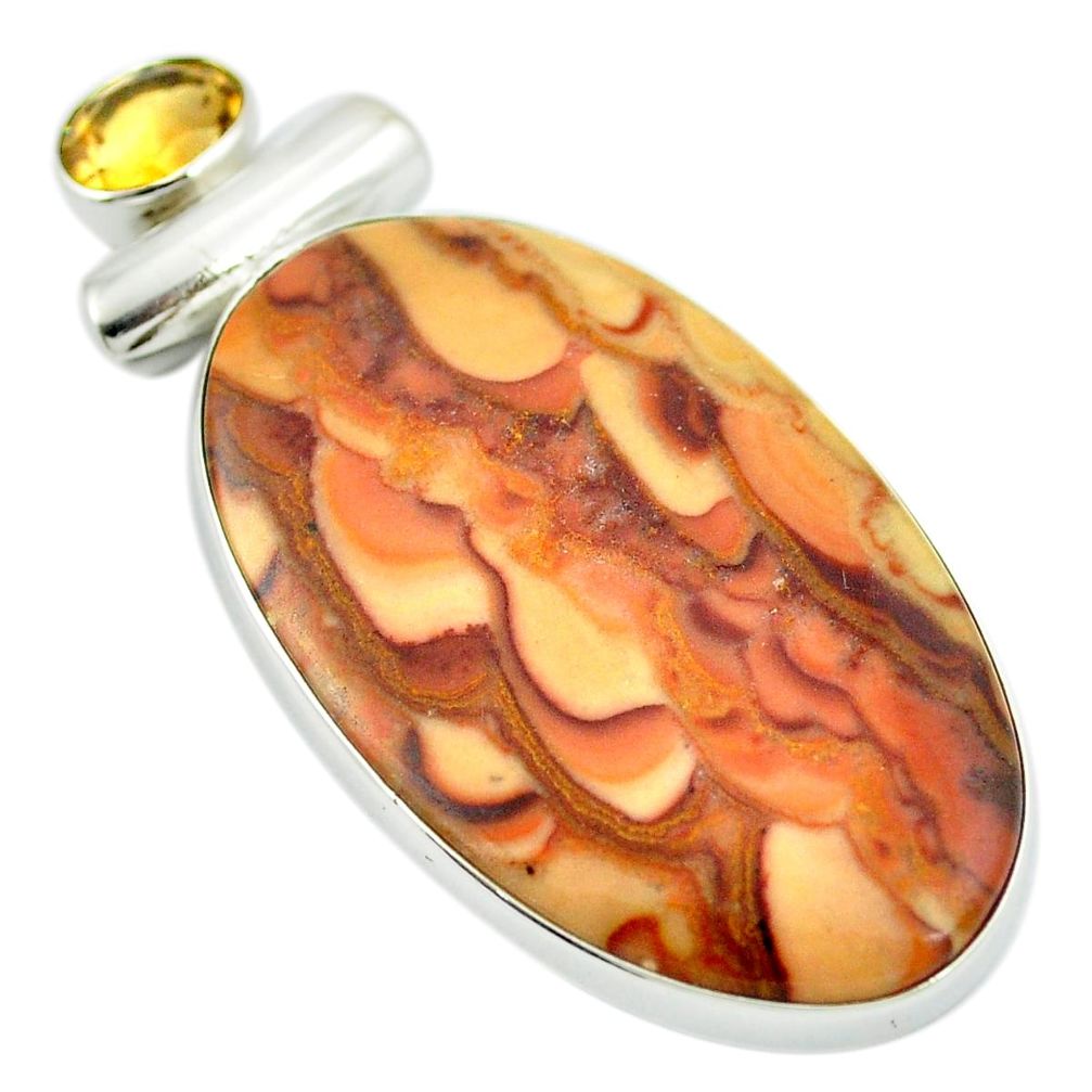 Natural brown wave rolling hills dolomite 925 silver pendant m48145