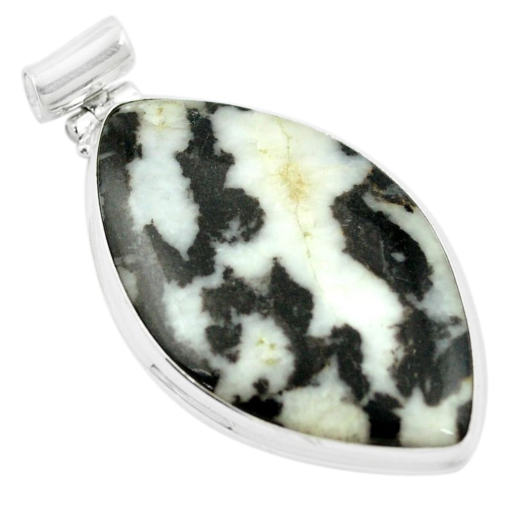 Natural black zebra jasper 925 sterling silver pendant jewelry m48248