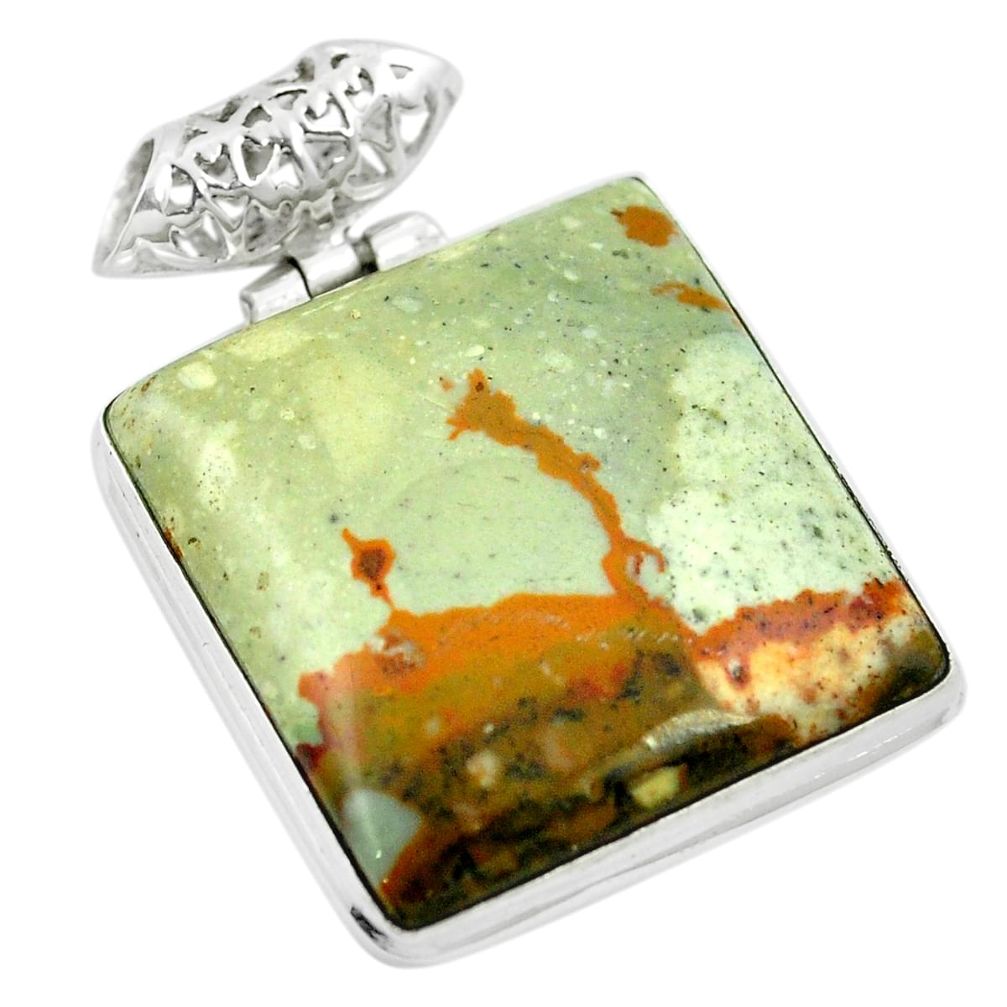 Natural brown landscape jasper 925 sterling silver pendant m48275