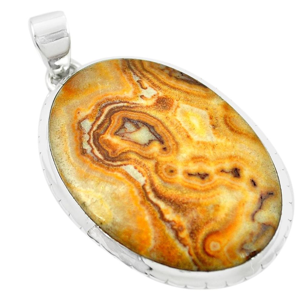 Natural multi color picture jasper 925 sterling silver pendant m48283