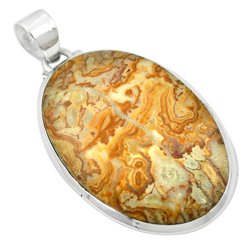 Natural multi color picture jasper 925 sterling silver pendant m48290