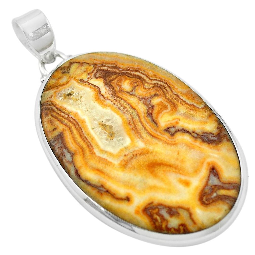 Natural multi color picture jasper 925 sterling silver pendant m48291