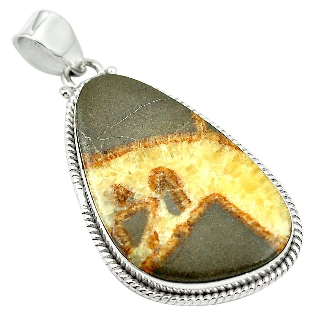 Natural brown septarian gonads 925 sterling silver pendant m48353