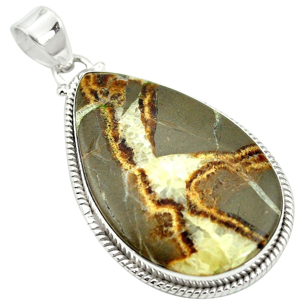 Natural brown septarian gonads 925 sterling silver pendant m48356