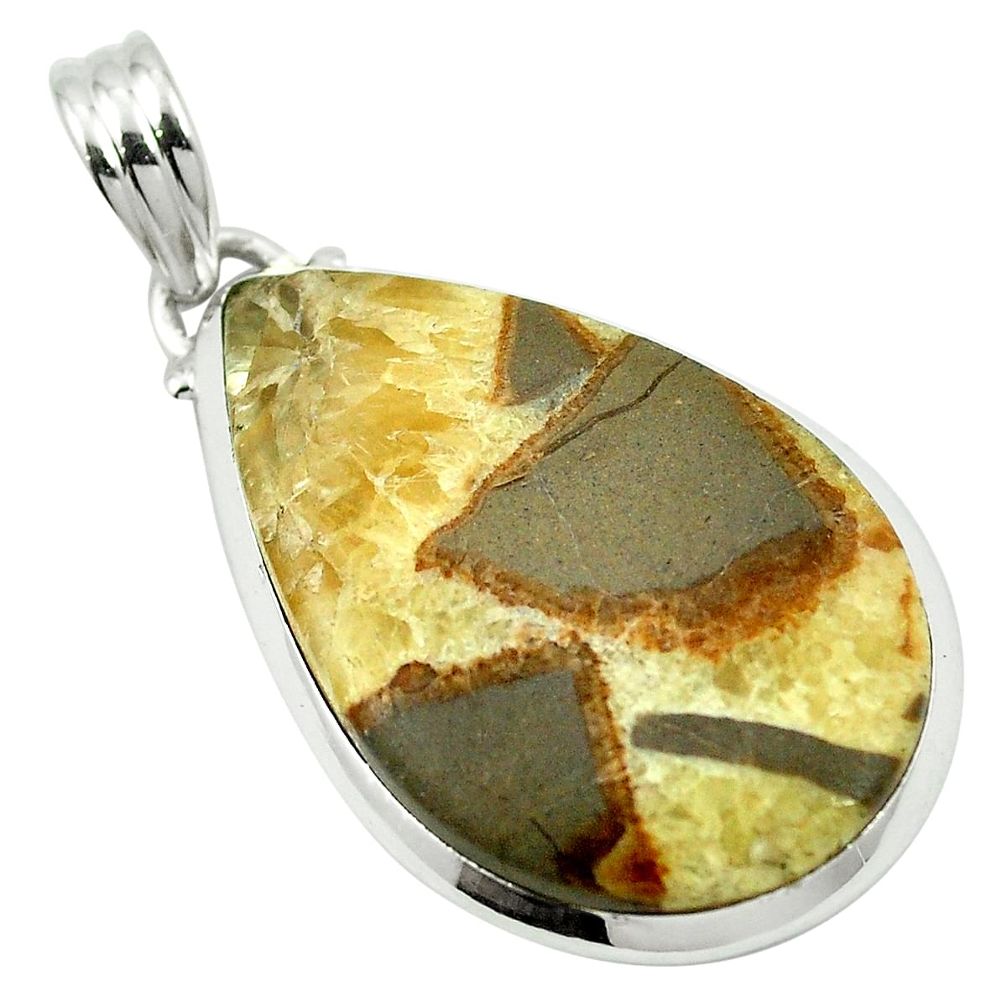 Natural brown septarian gonads 925 sterling silver pendant jewelry m48359