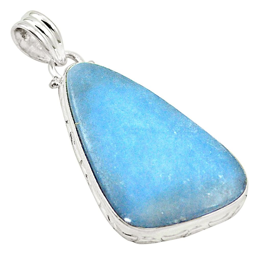 Natural blue angelite fancy 925 sterling silver pendant jewelry m48374