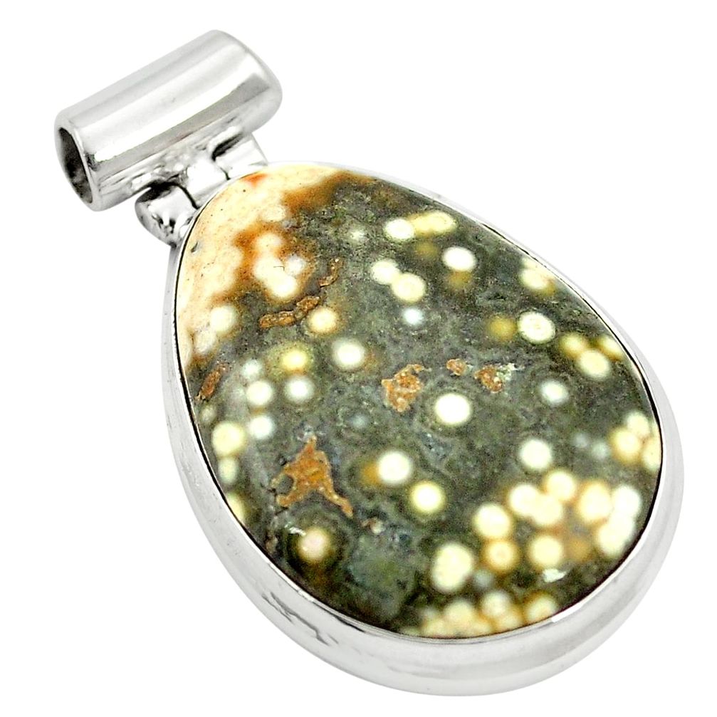 Natural green ocean sea jasper (madagascar) 925 silver pendant m48399