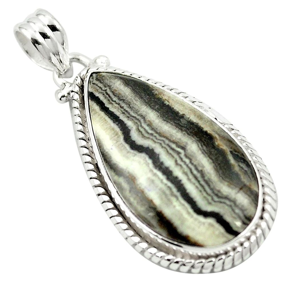 Natural black banded oil shale 925 sterling silver pendant jewelry m48406