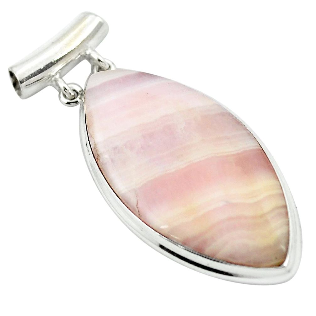 Natural pink lace agate 925 sterling silver pendant jewelry m48421