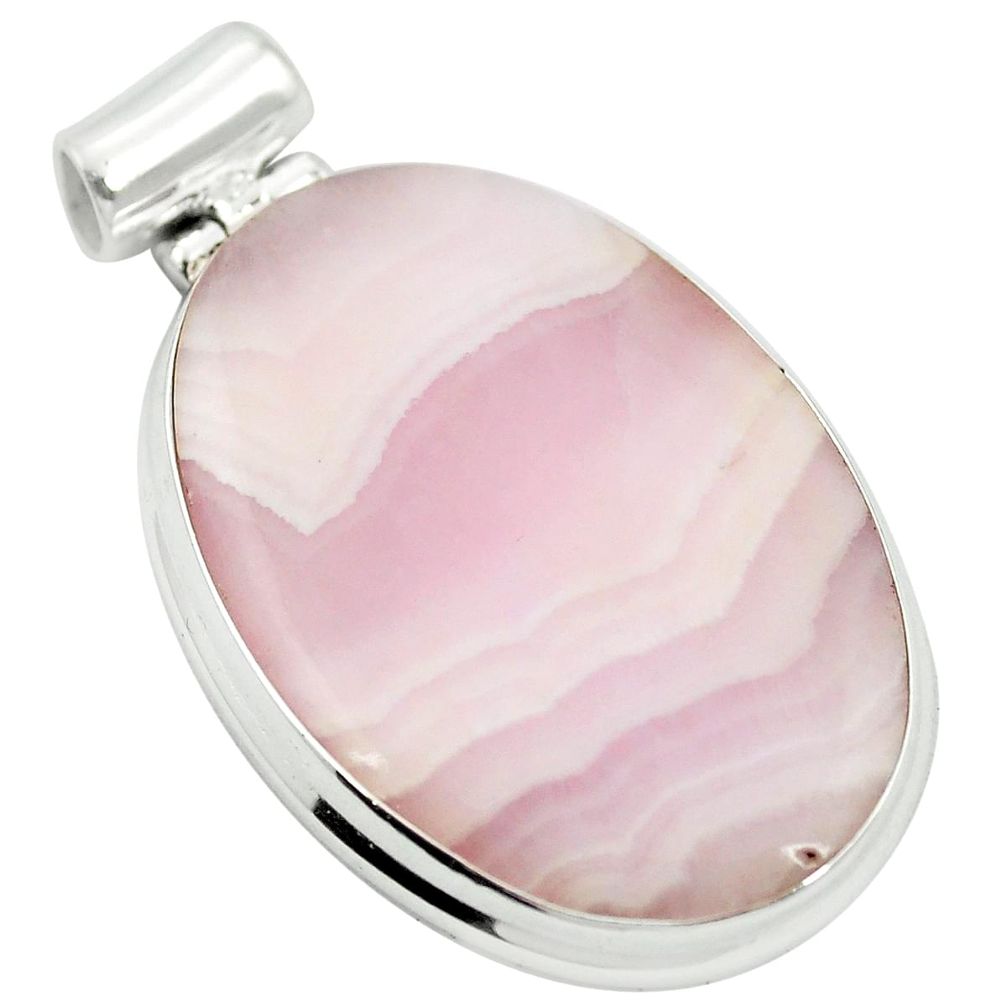 Natural pink lace agate 925 sterling silver pendant jewelry m48423