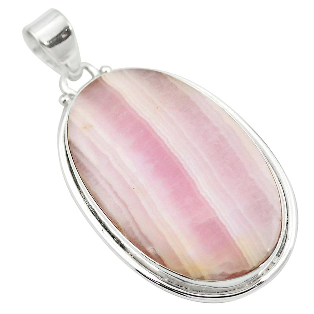 Natural pink lace agate 925 sterling silver pendant jewelry m48427