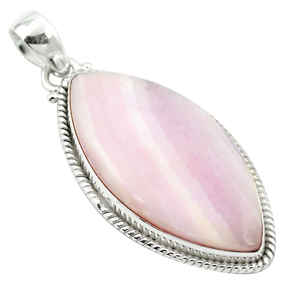 Natural pink lace agate 925 sterling silver pendant jewelry m48429
