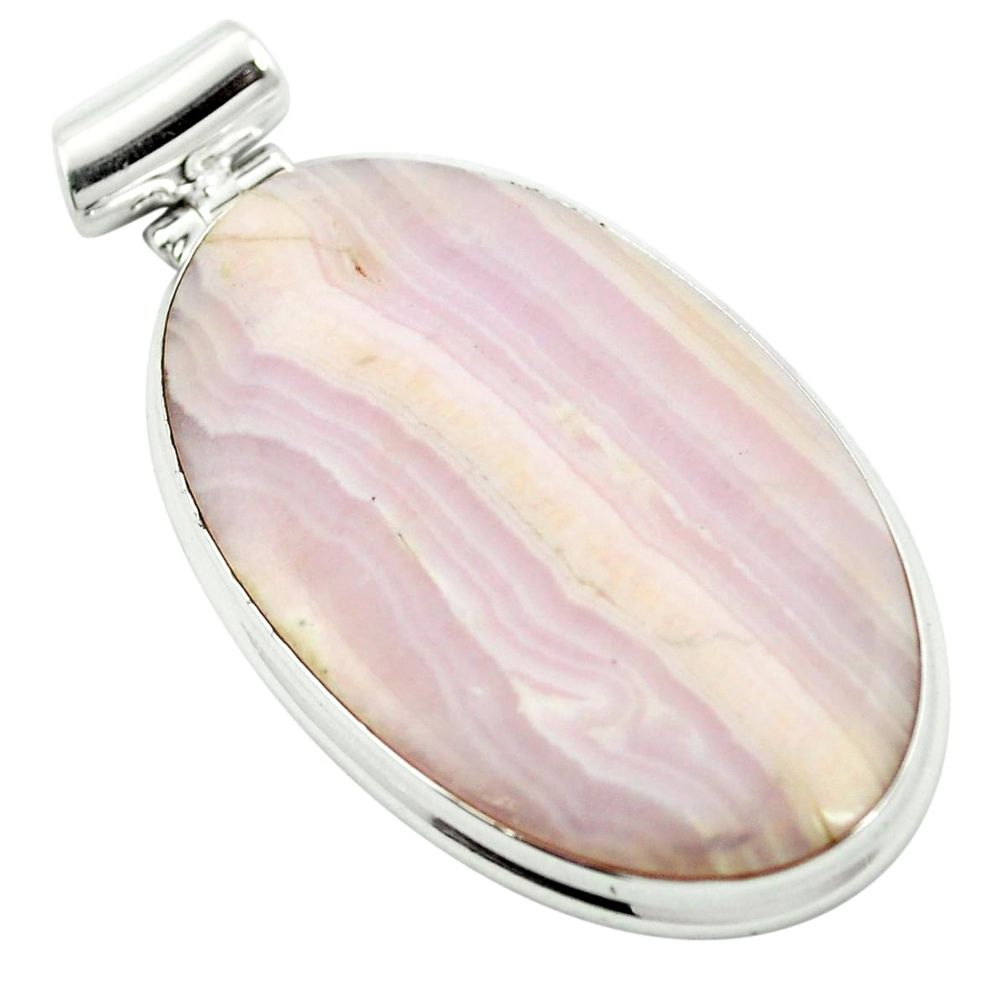 Natural pink lace agate 925 sterling silver pendant jewelry m48433