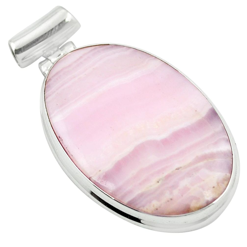 Natural pink lace agate 925 sterling silver pendant jewelry m48438