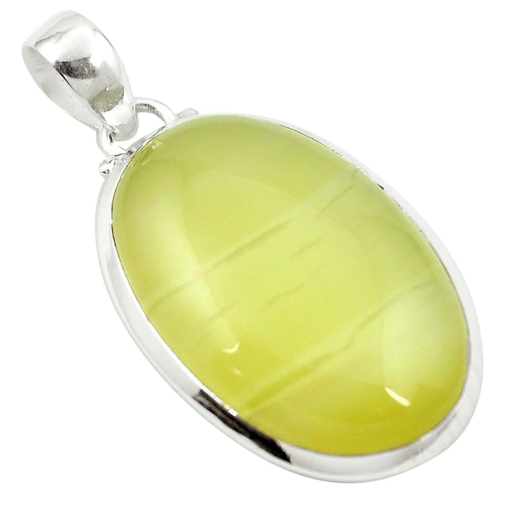 Natural yellow olive opal 925 sterling silver pendant jewelry m48449