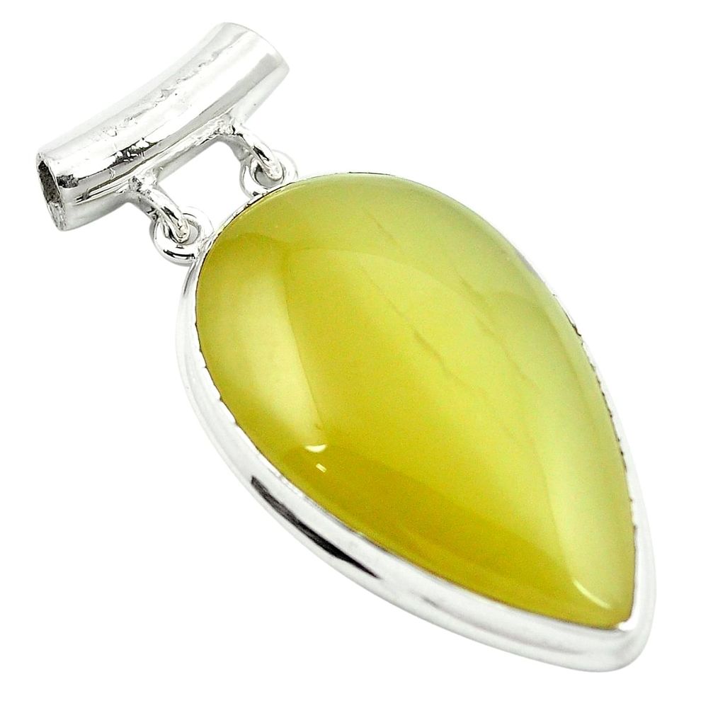 Natural yellow olive opal 925 sterling silver pendant jewelry m48450