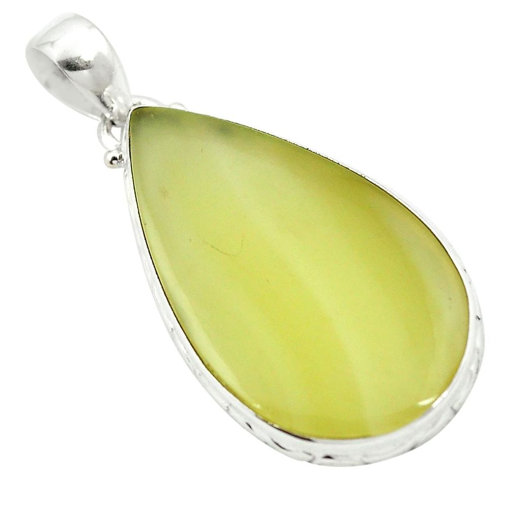 925 sterling silver natural yellow olive opal pendant jewelry m48453